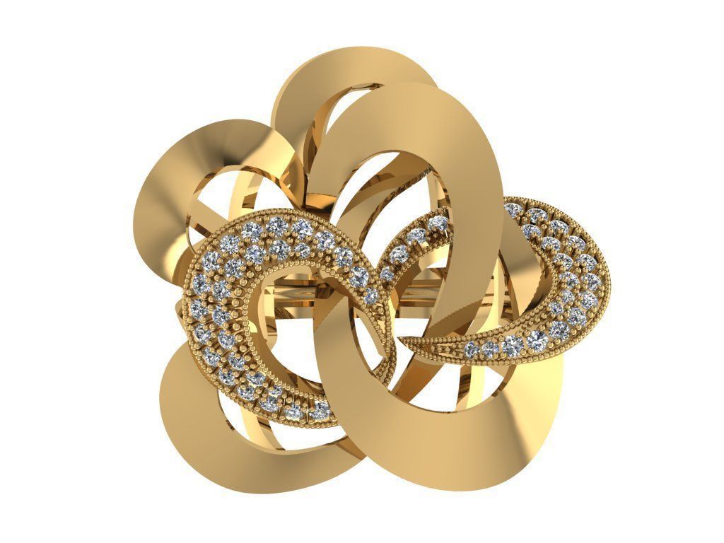 Ring305 gold ring with diamonds 3D print model_1