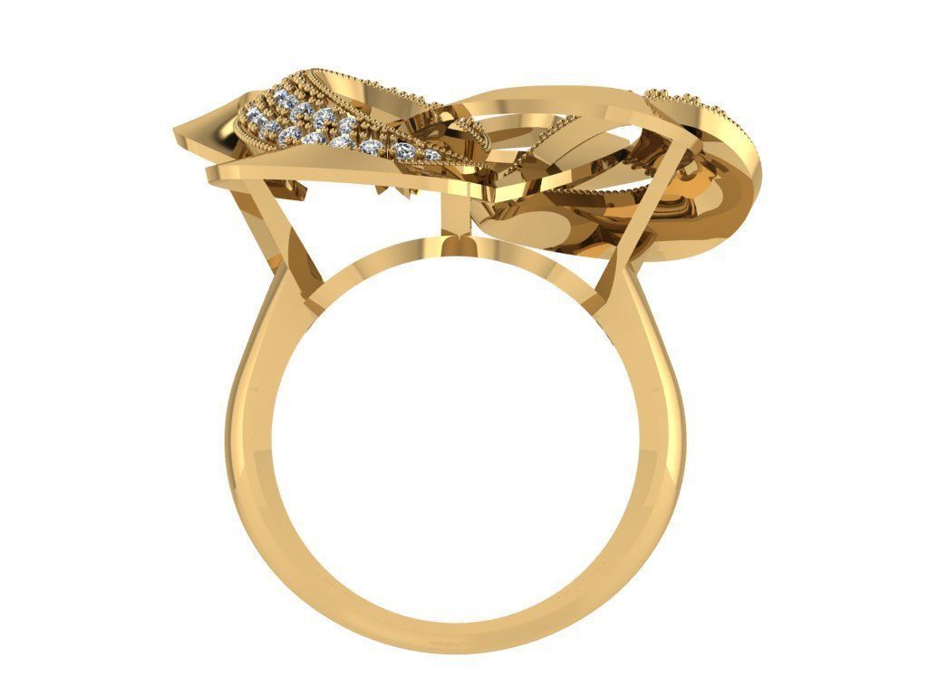 Ring305 gold ring with diamonds 3D print model_2