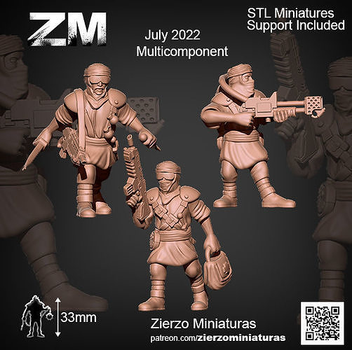 Desert Rats Squad presupported 3D print model