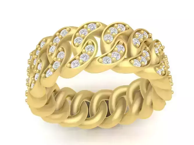 Luxury Cuban Chain Diamond Ring 3D Model 3705 3D print model