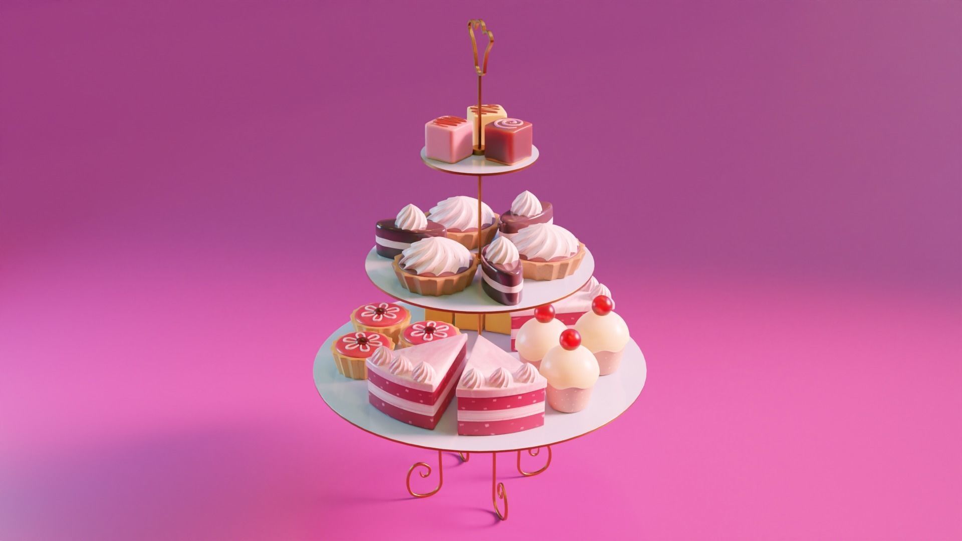 High Tea Cake Collection 3D model_2