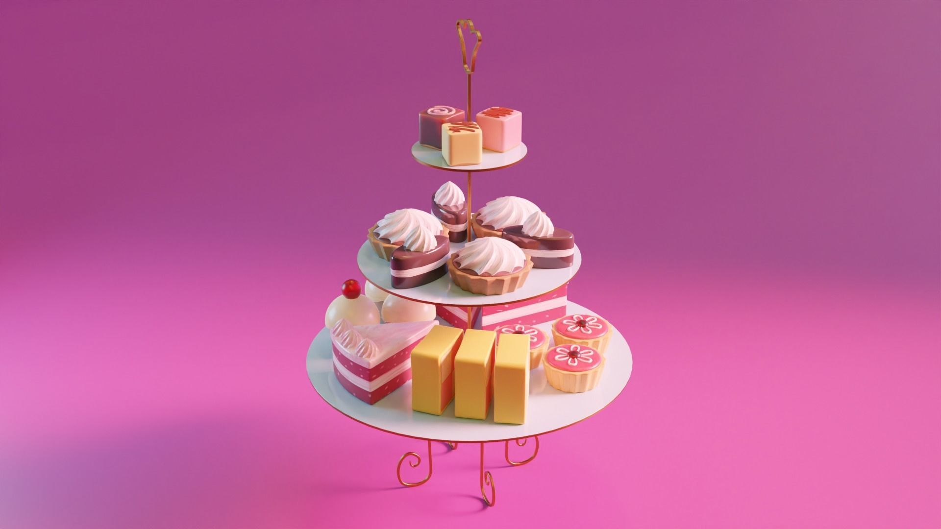 High Tea Cake Collection 3D model_4