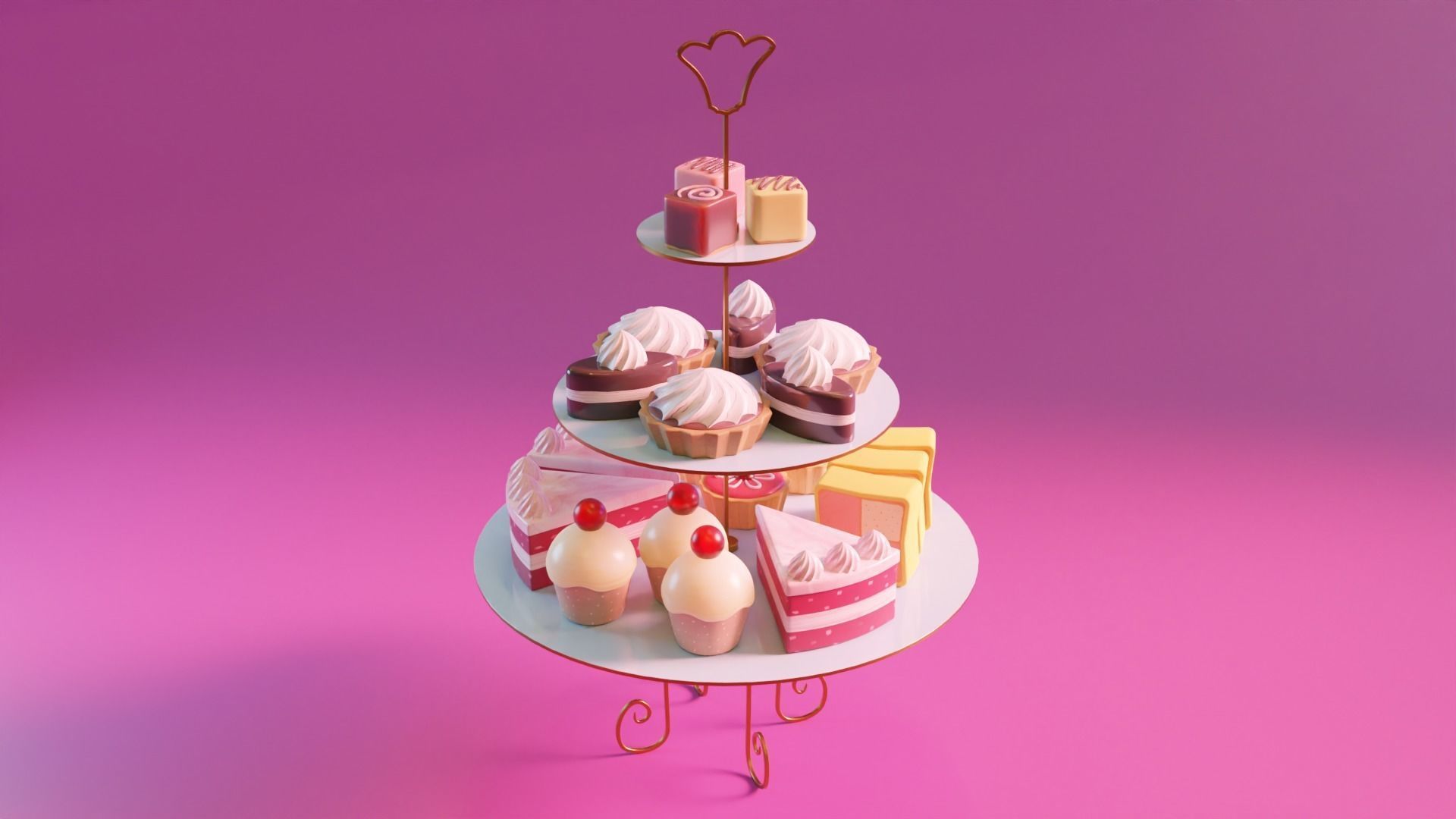 High Tea Cake Collection 3D model_3
