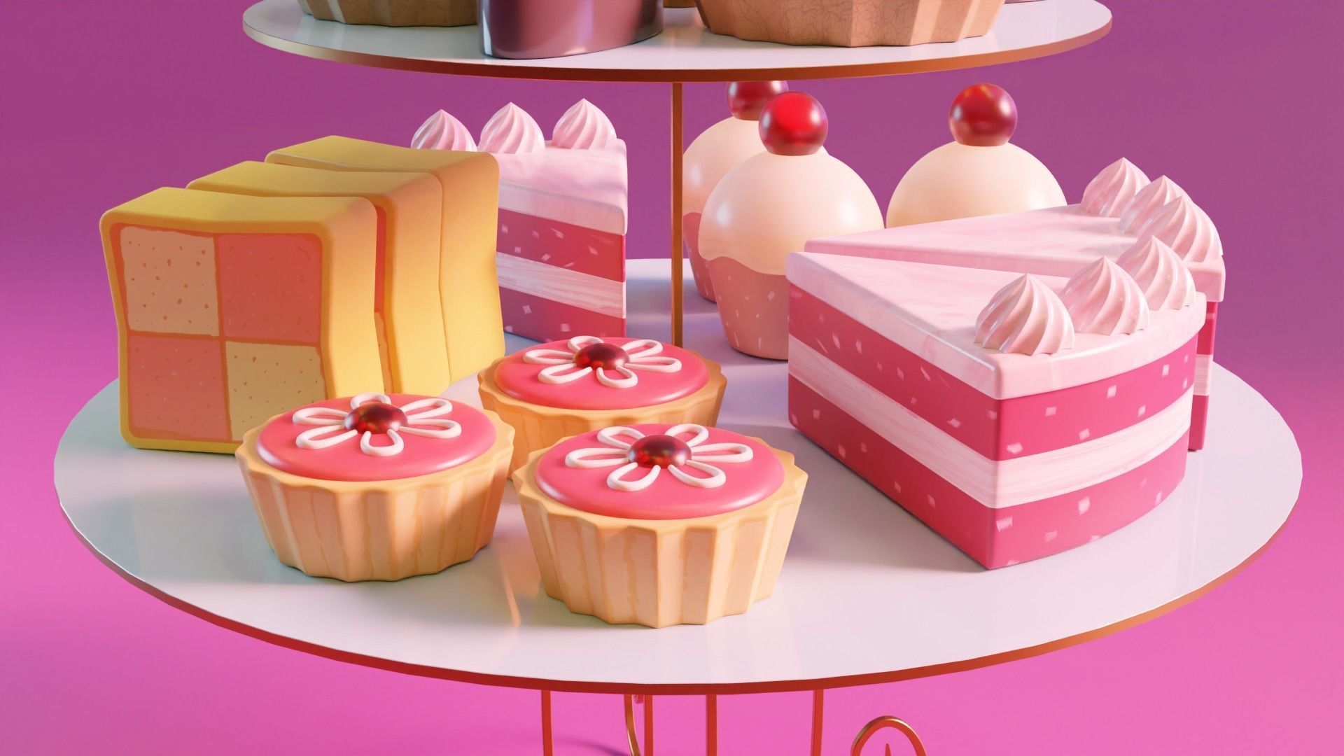 High Tea Cake Collection 3D model_7