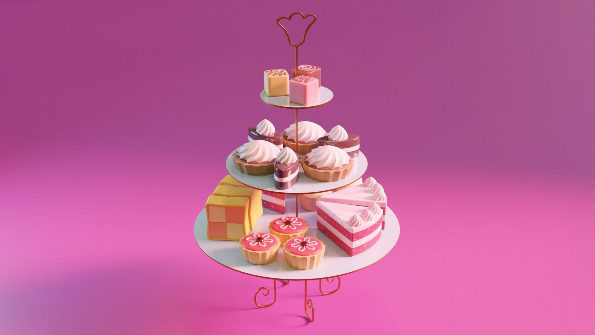 High Tea Cake Collection 3D model_1