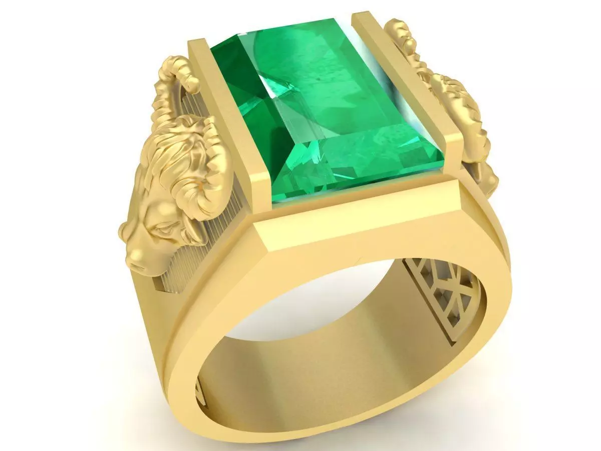Luxury Emerald Cut Men Ring 3D Model 3706 3D print model