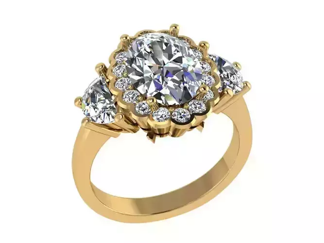 Ring308 oval diamond engagement ring gold