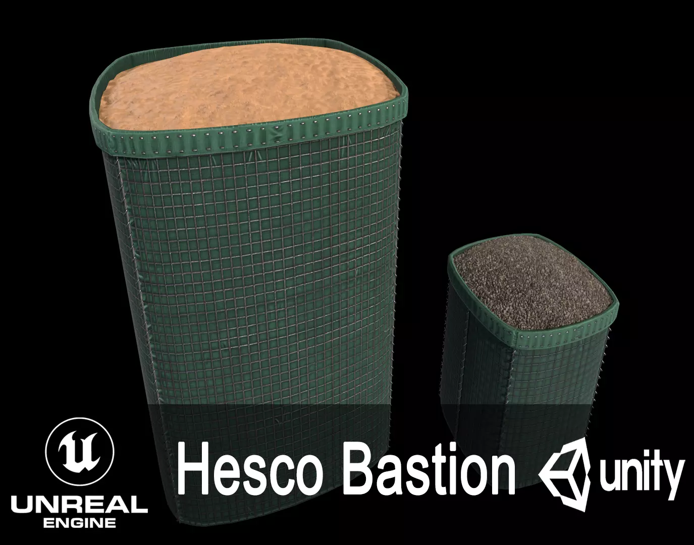MIL - Hesco Bastion - AAA PBR Game Ready Low-poly 3D model