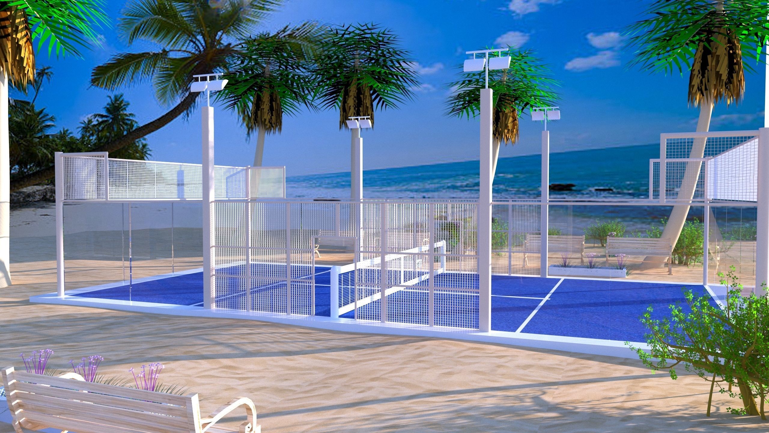 Padel court 3D model_7