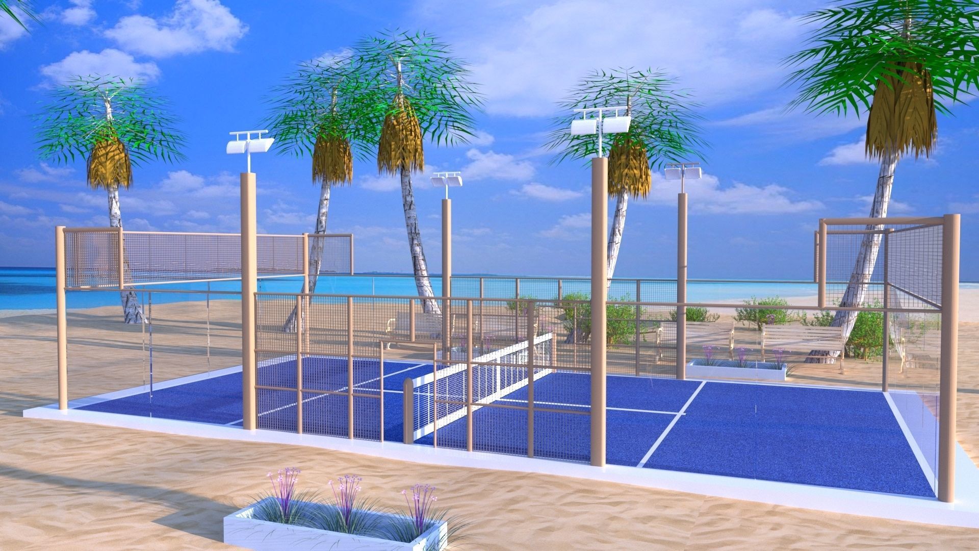 Padel court 3D model_11