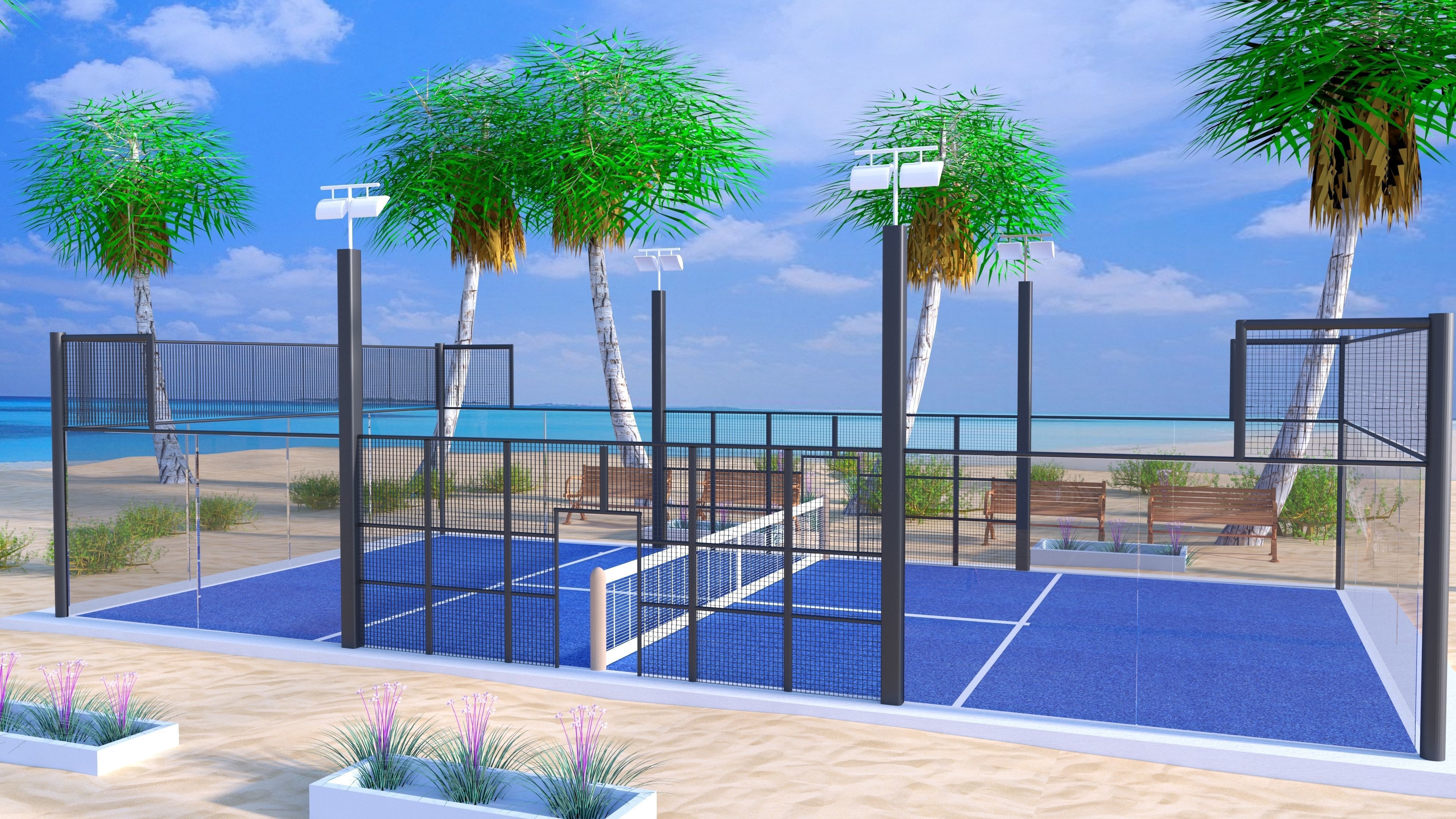 Padel court 3D model_9