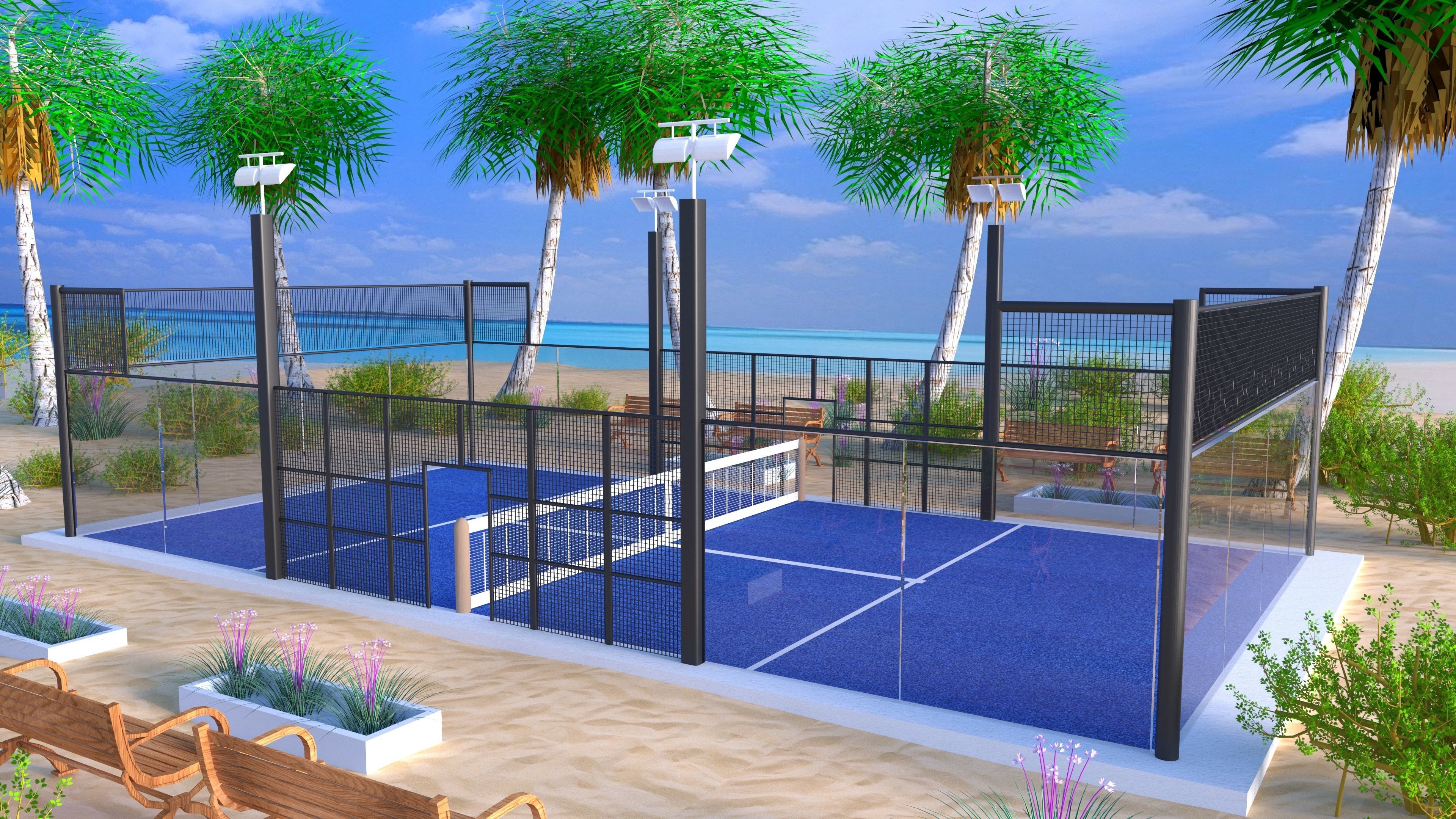 Padel court 3D model_5