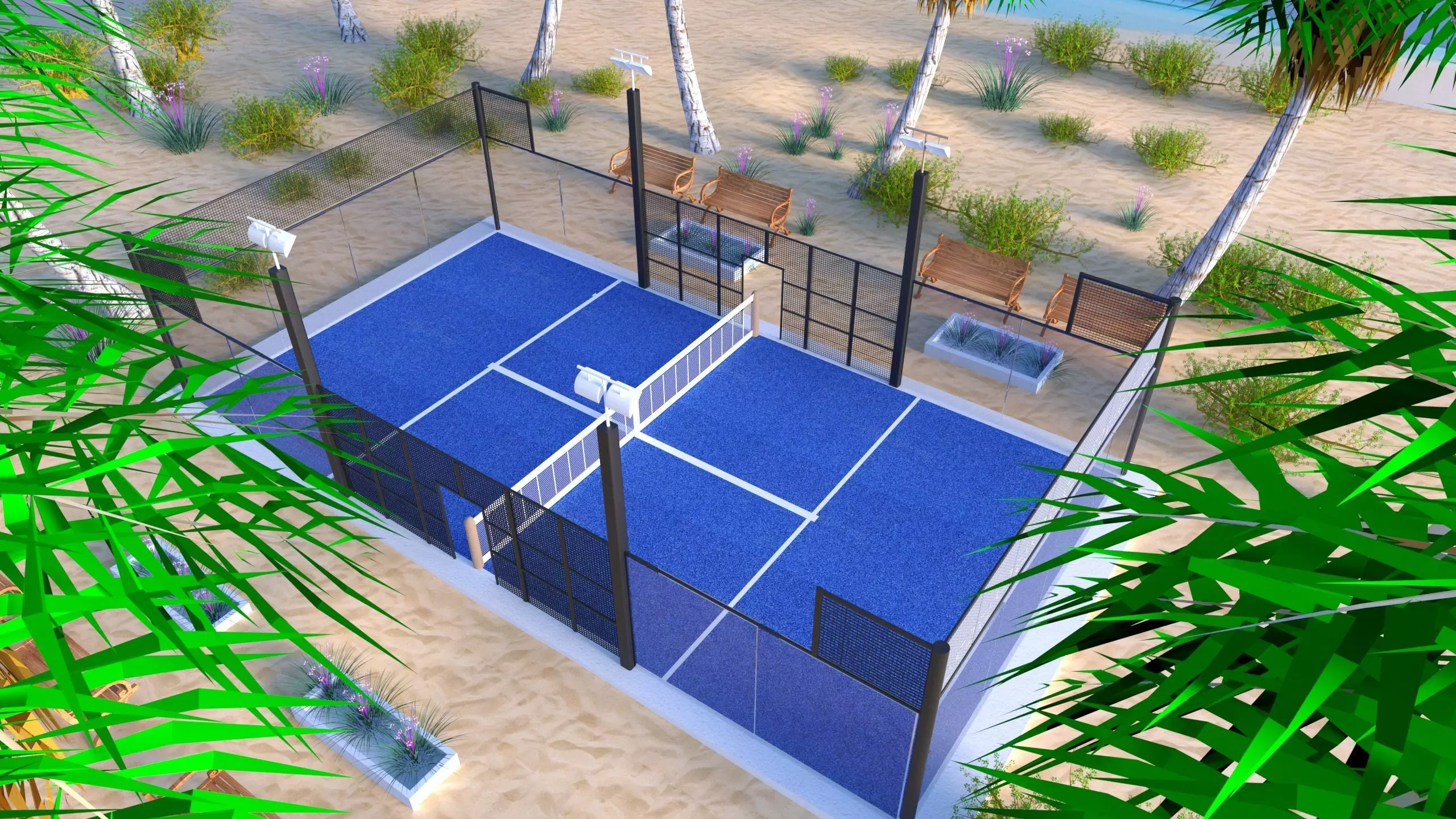 Padel court 3D model_0