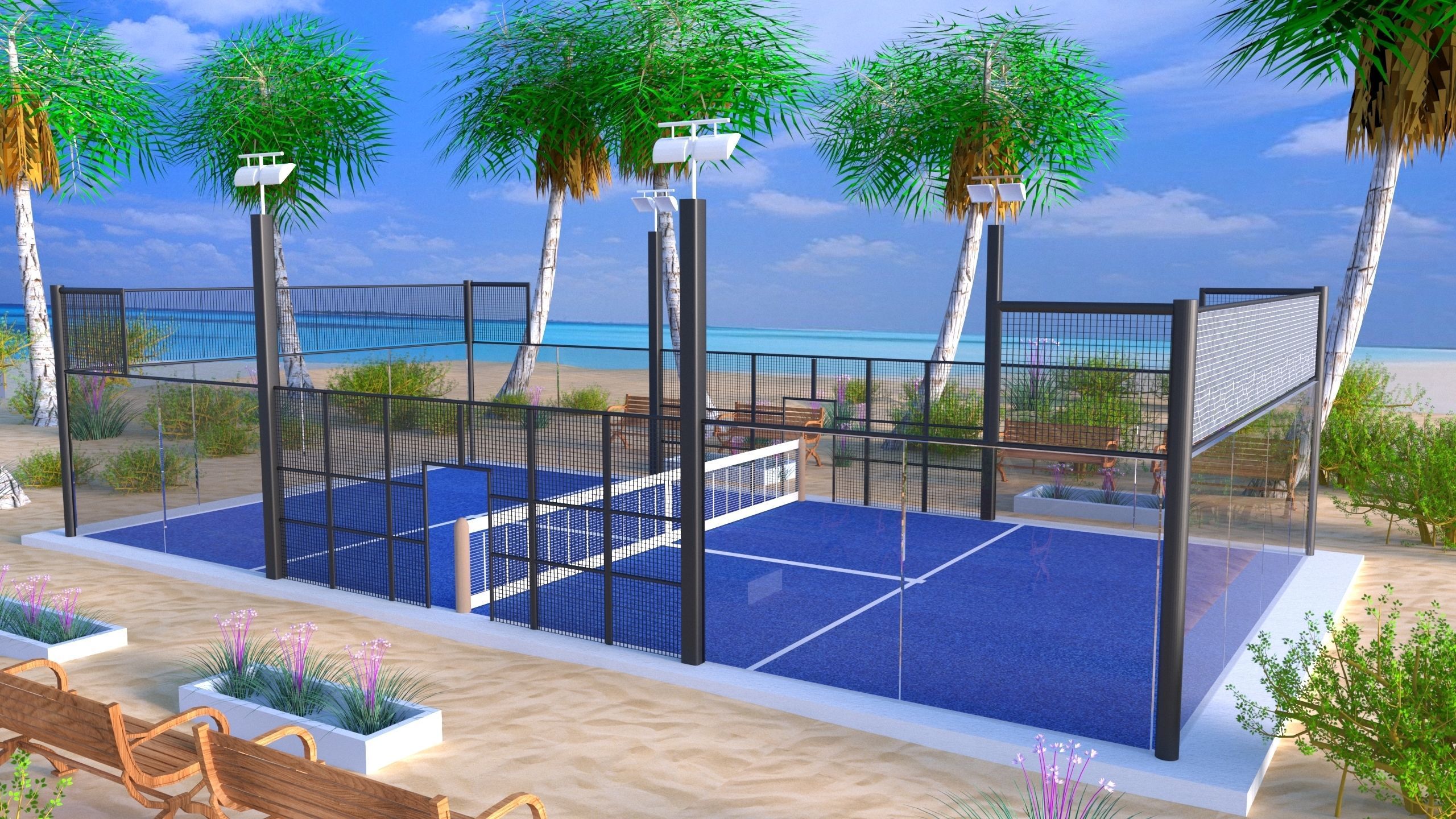Padel court 3D model_14