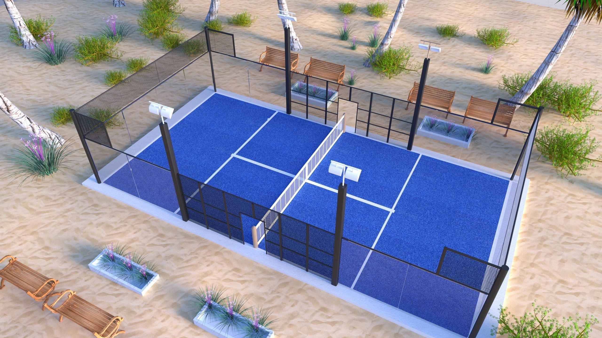 Padel court 3D model_3