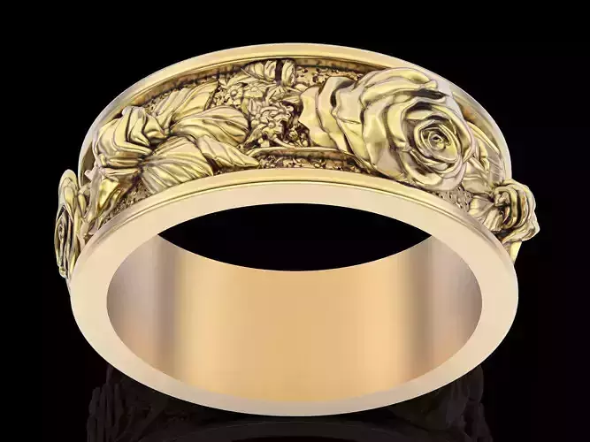 Flower ring silver gold sterling  jewelry printable 3D model