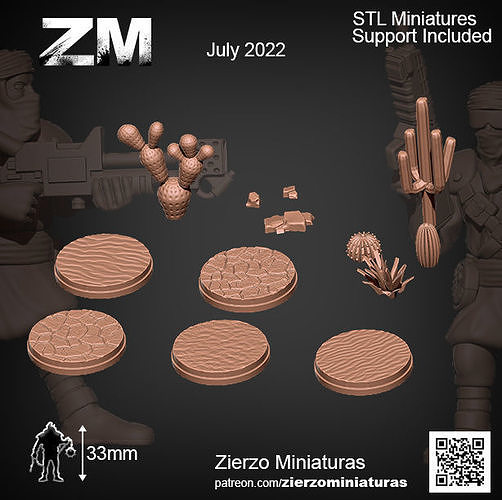 Desert Bases 25mm Free 3D print model