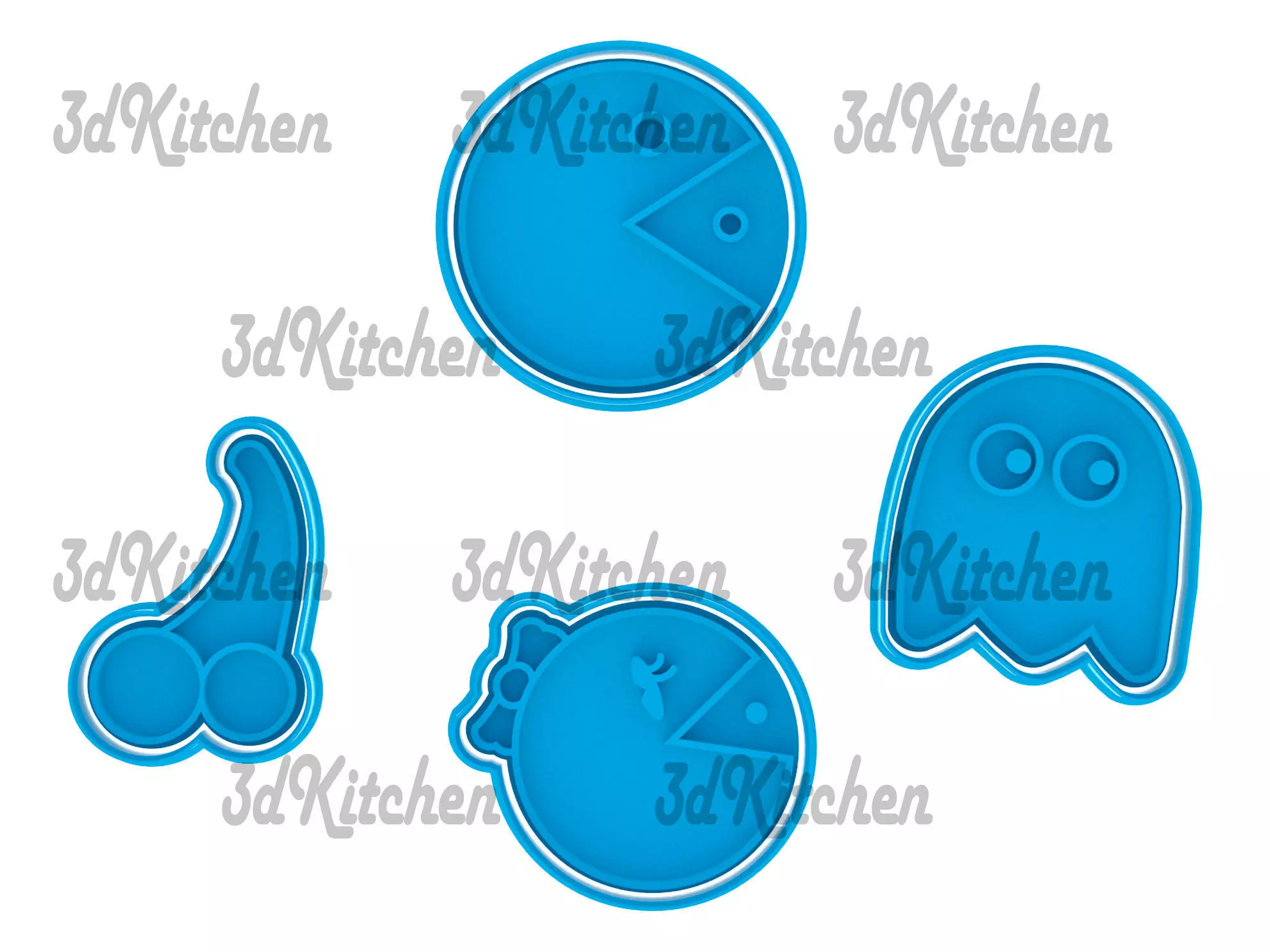 Pacman Cookie cutters STL files 3D print model 3D print model 3D print model_0