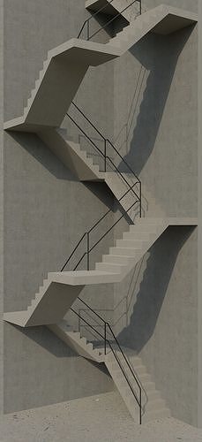ladder set of stairs on concrete wall Free 3D model