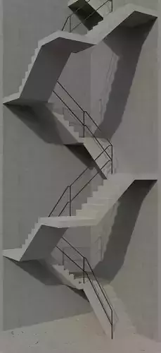 ladder set of stairs on concrete wall