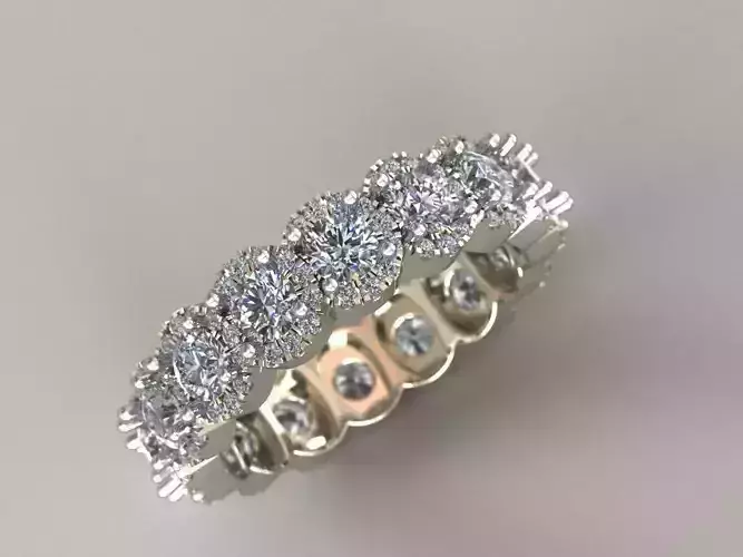 Gold ring with sparkling diamonds 3D print model