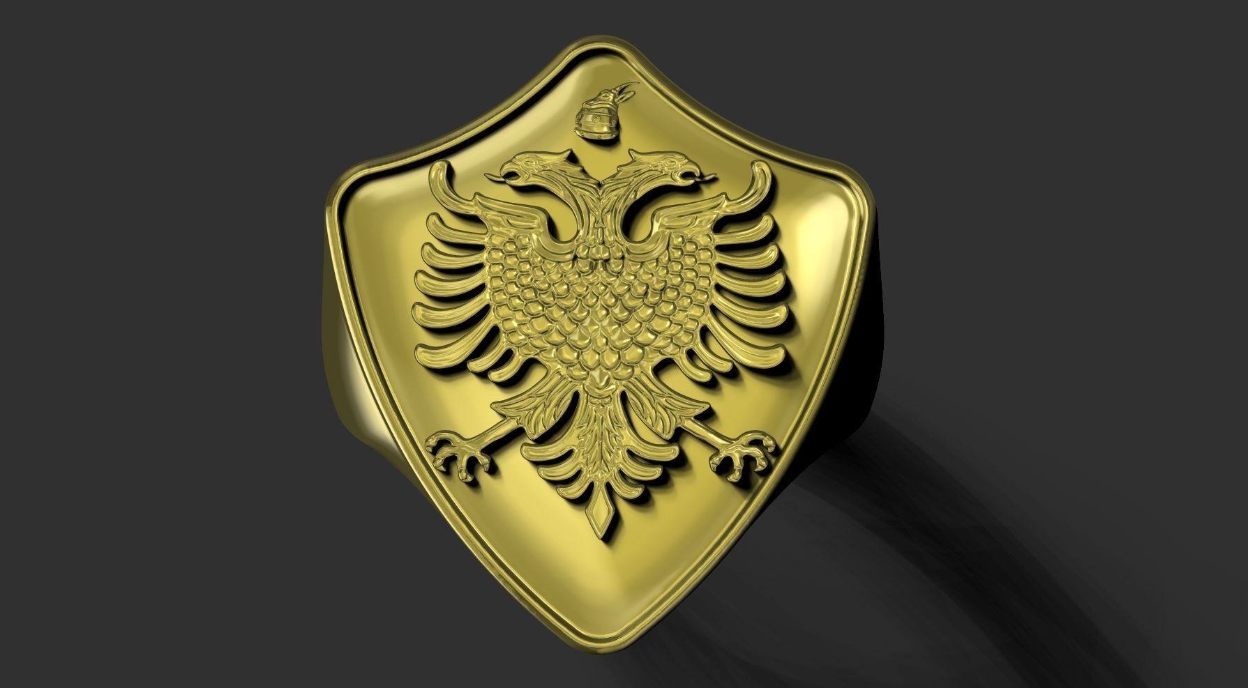 Ring with Albania Eagle 3D print model_7