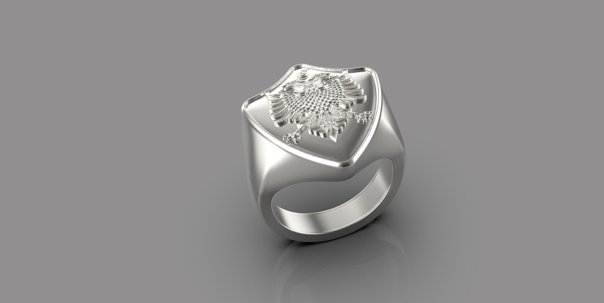 Ring with Albania Eagle 3D print model_3