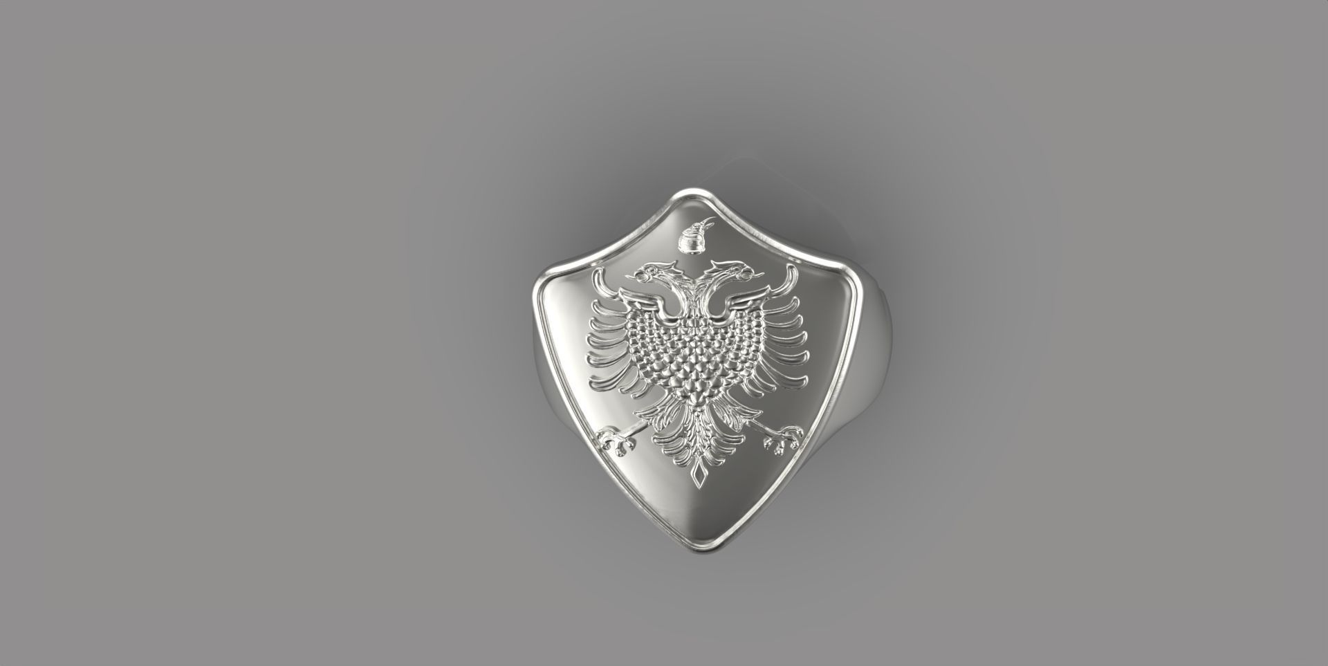 Ring with Albania Eagle 3D print model_4