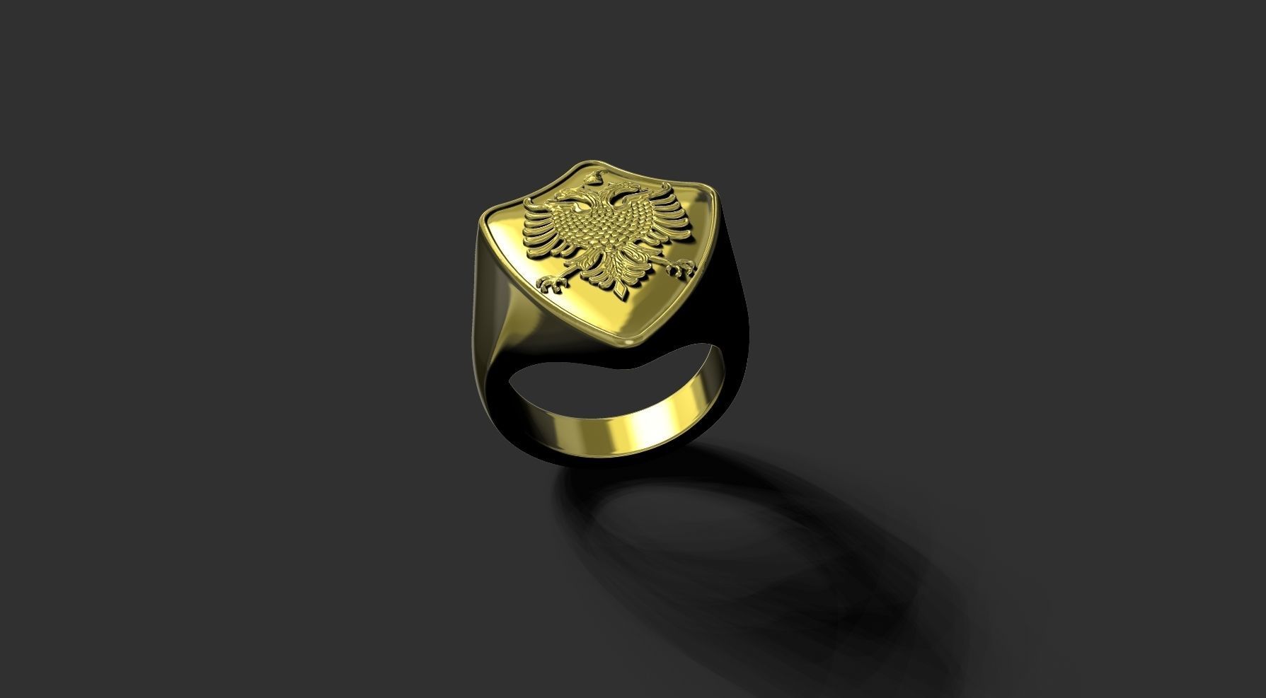 Ring with Albania Eagle 3D print model_6
