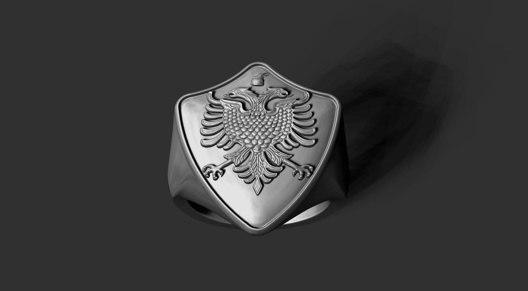 Ring with Albania Eagle 3D print model_8
