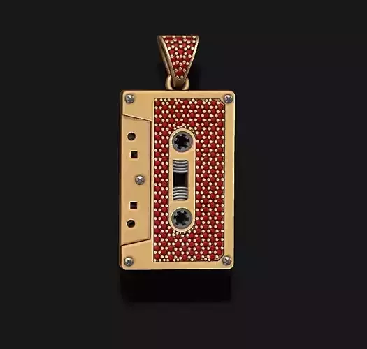 Cassette Tape pendant with gems 3D print model