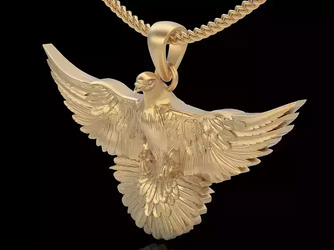 pigeon pendant silver gold printable jewelry 3D model