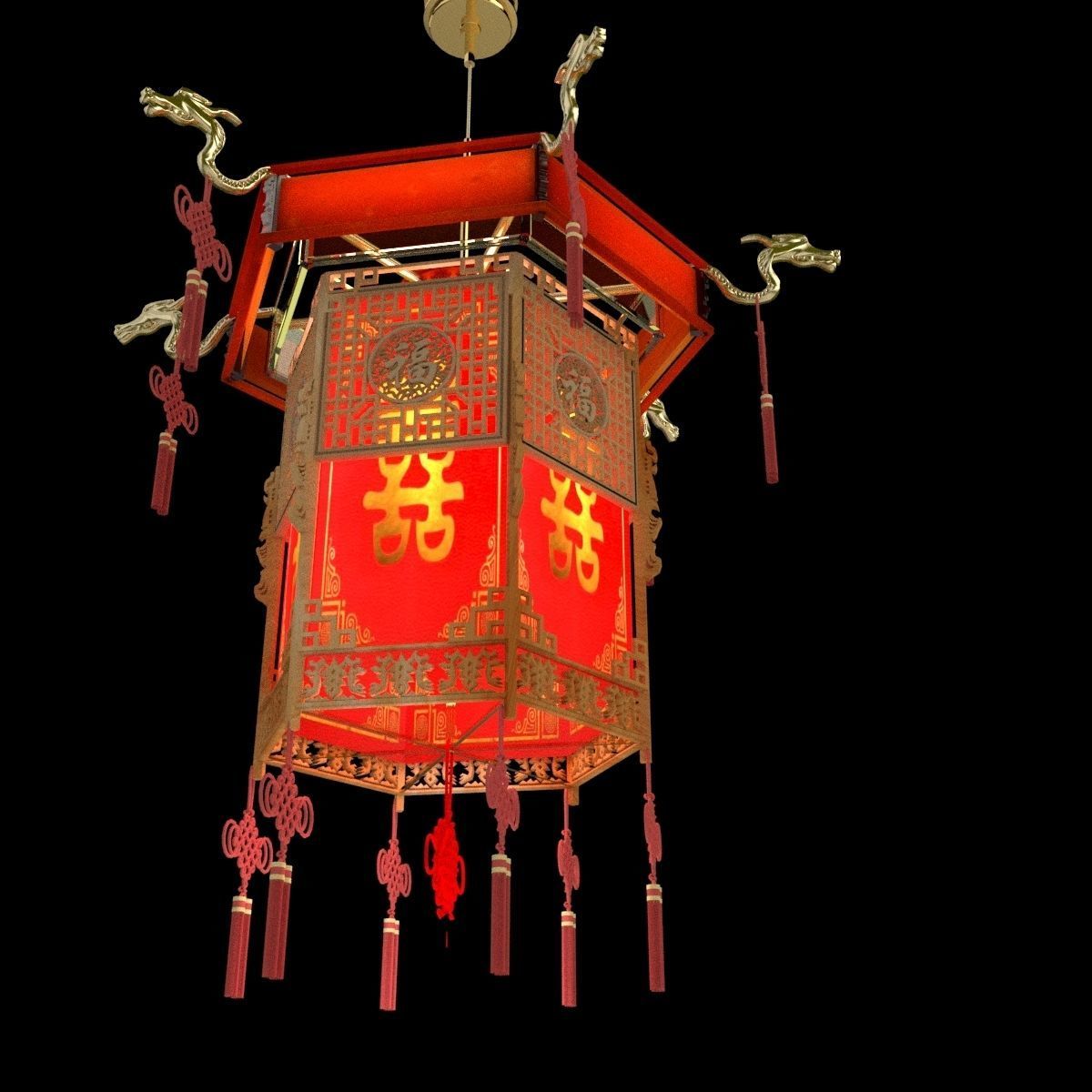 Chinese palace lantern 3D model_4
