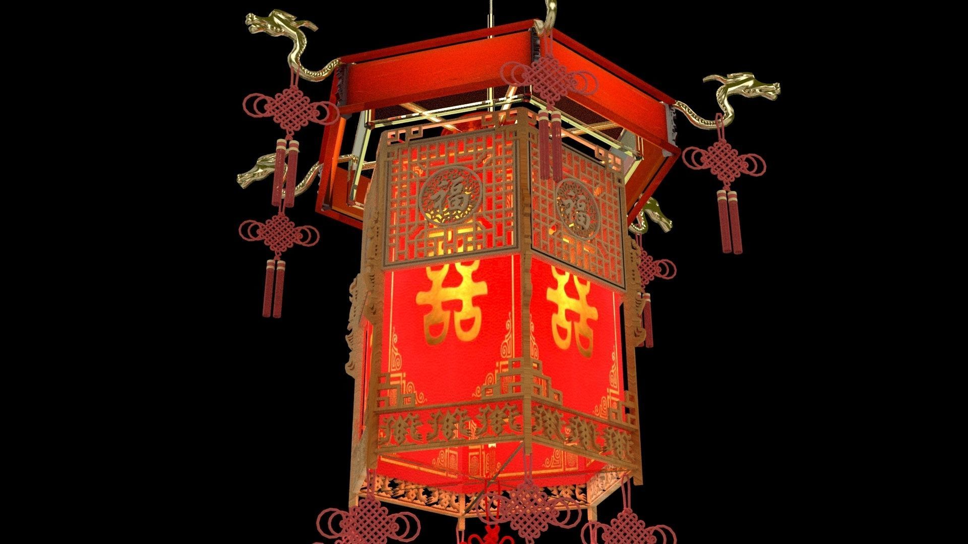 Chinese palace lantern 3D model_3