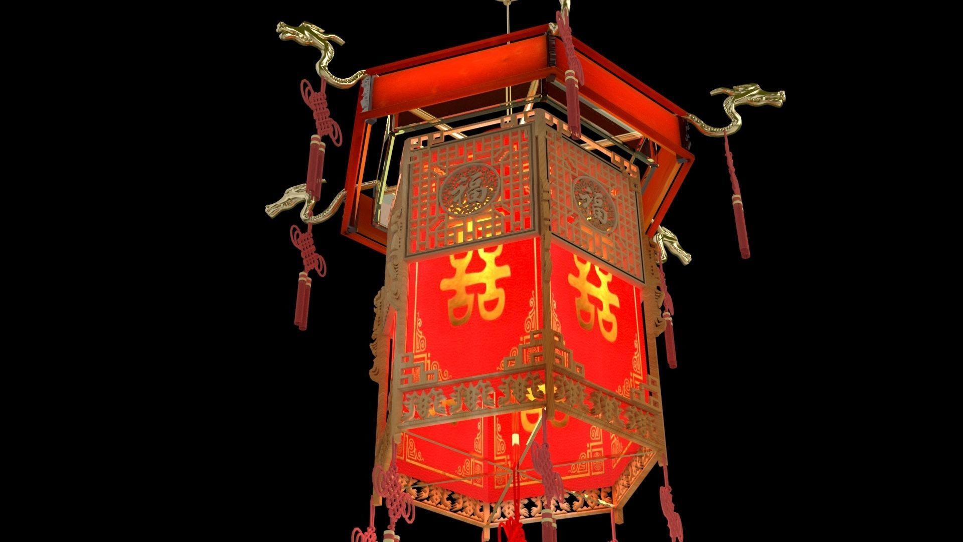 Chinese palace lantern 3D model_5