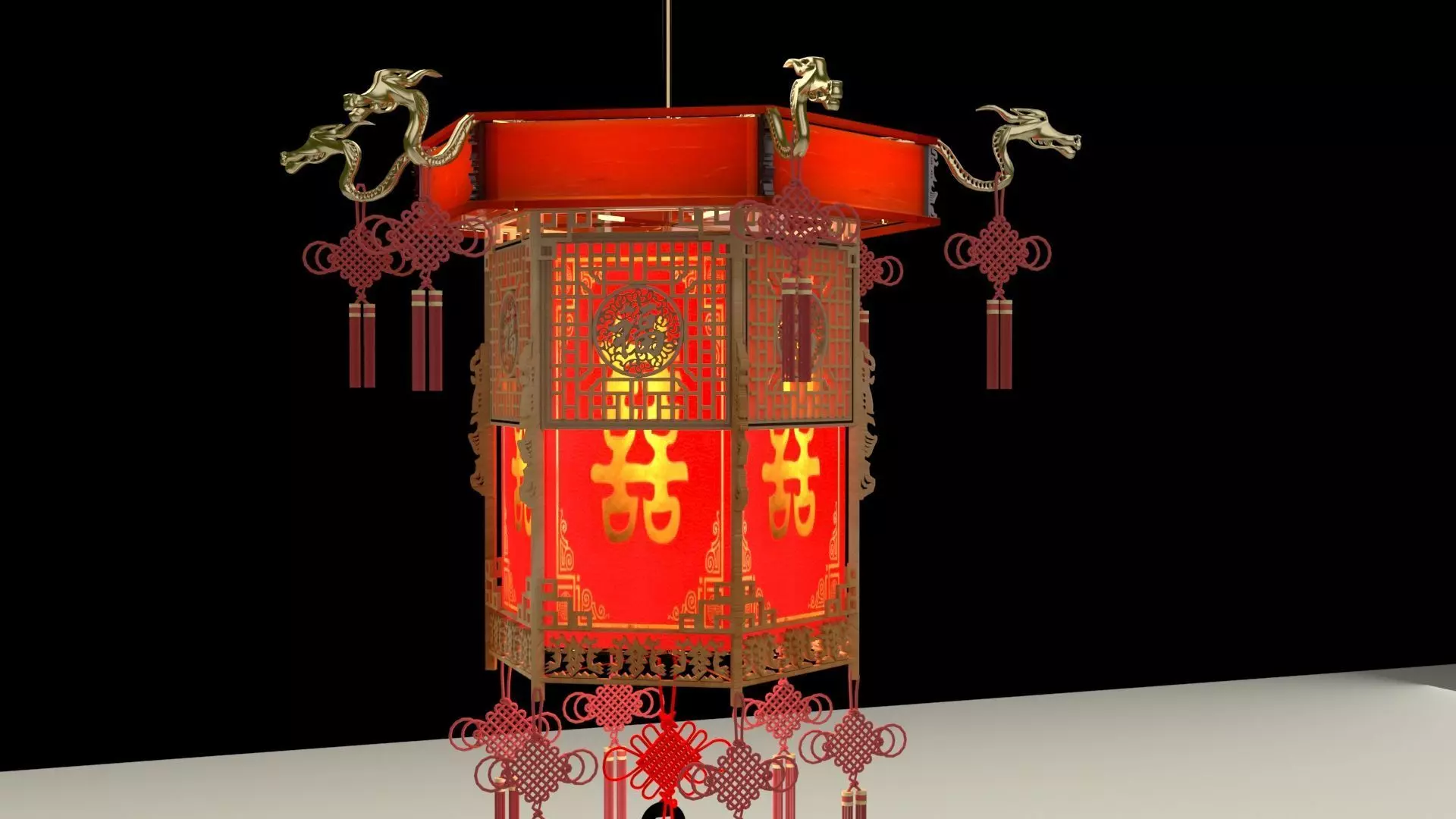 Chinese palace lantern 3D model_0