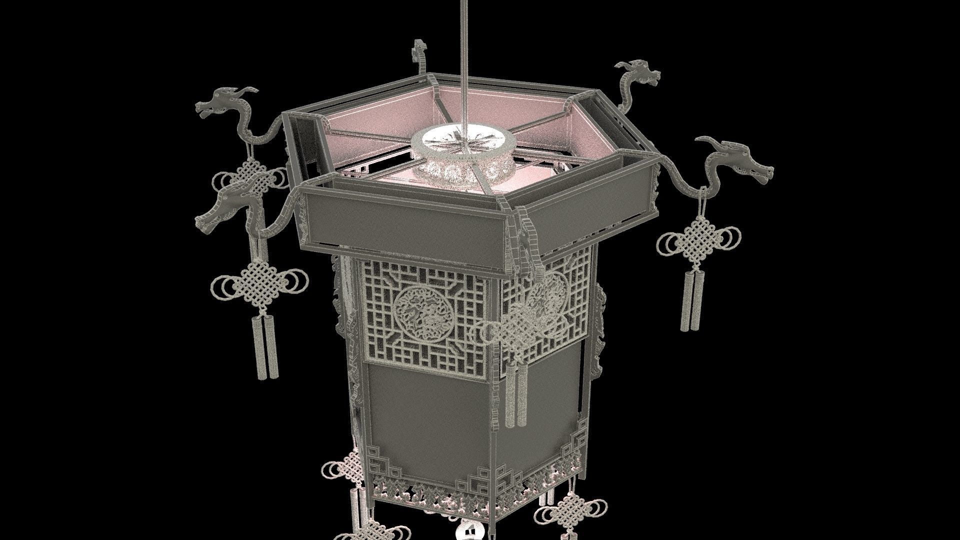 Chinese palace lantern 3D model_6