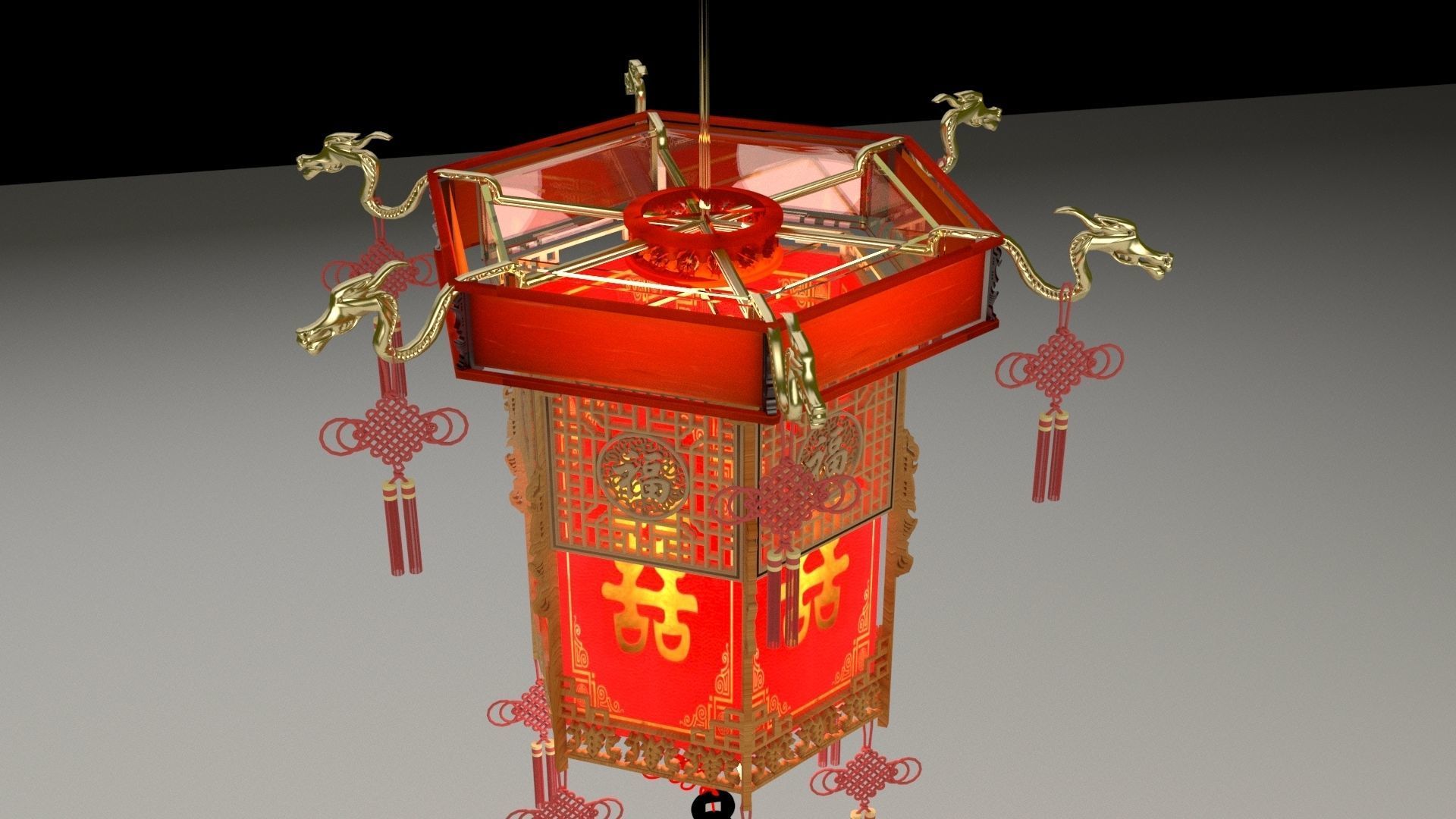 Chinese palace lantern 3D model_2