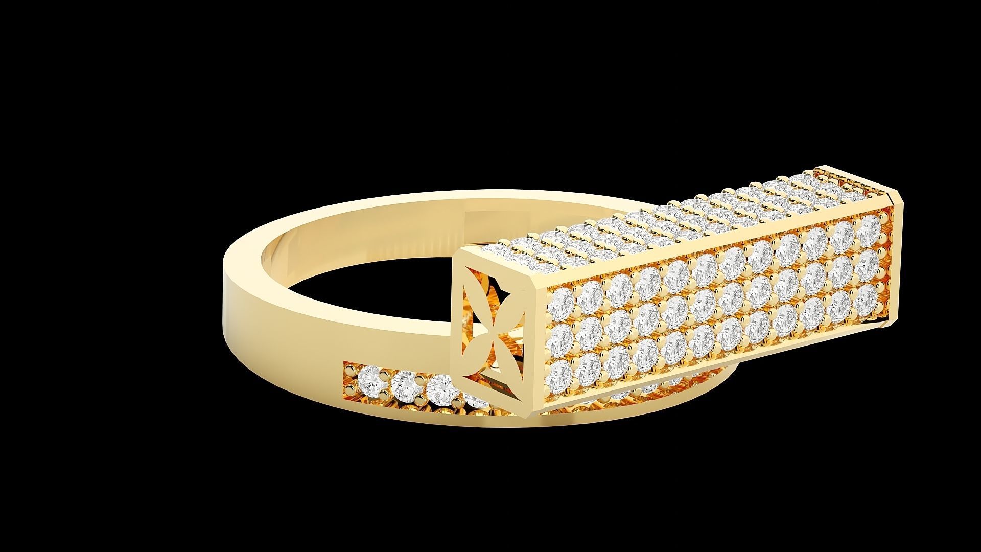 High Jewelry Cocktail Ring 3dm stl renders details 3D print model_32