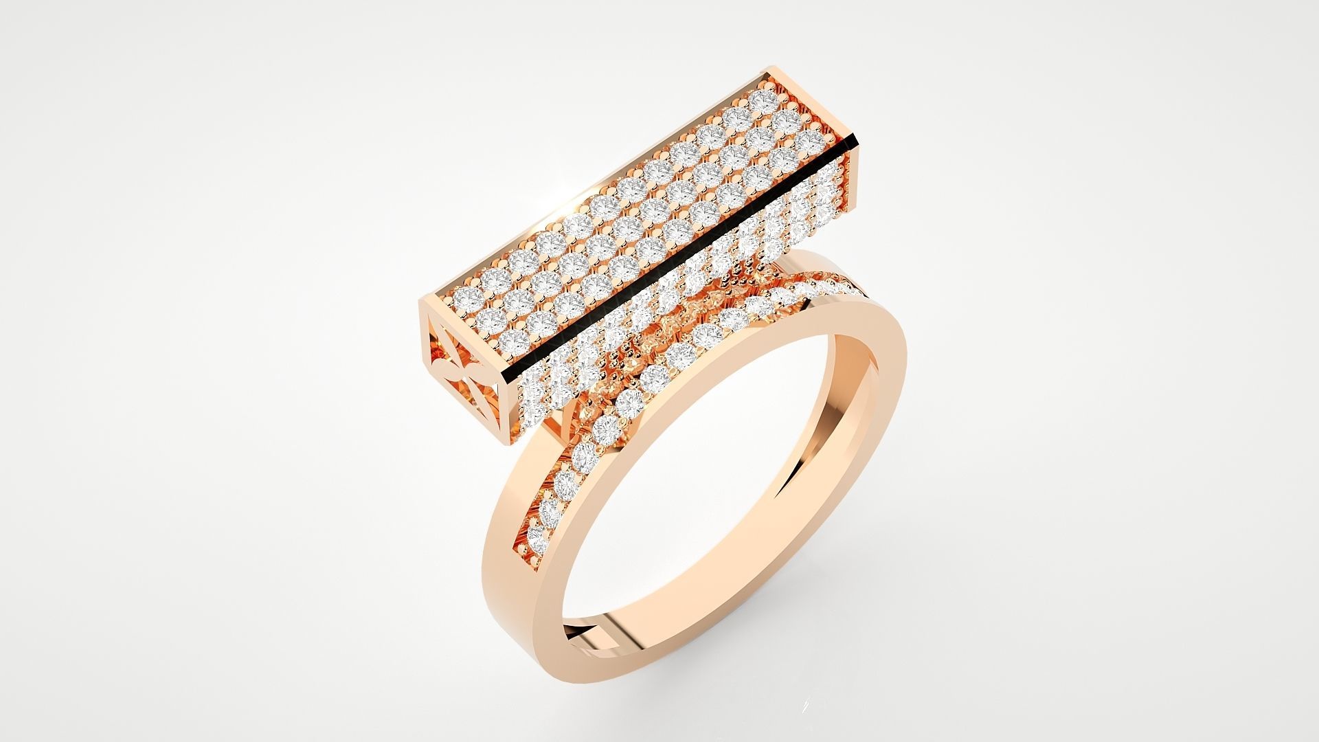 High Jewelry Cocktail Ring 3dm stl renders details 3D print model_5