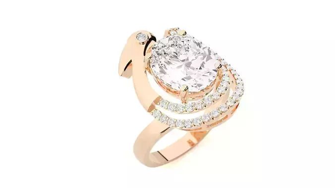Peacock High Jewelry Cocktail Ring 3dm stl renders details 