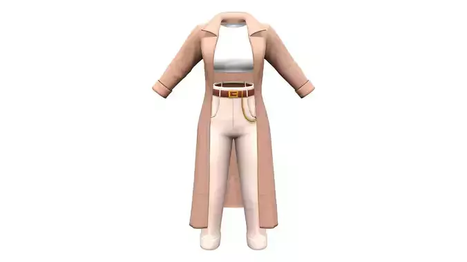 Long Coat White Top High Waist Pants Outfit