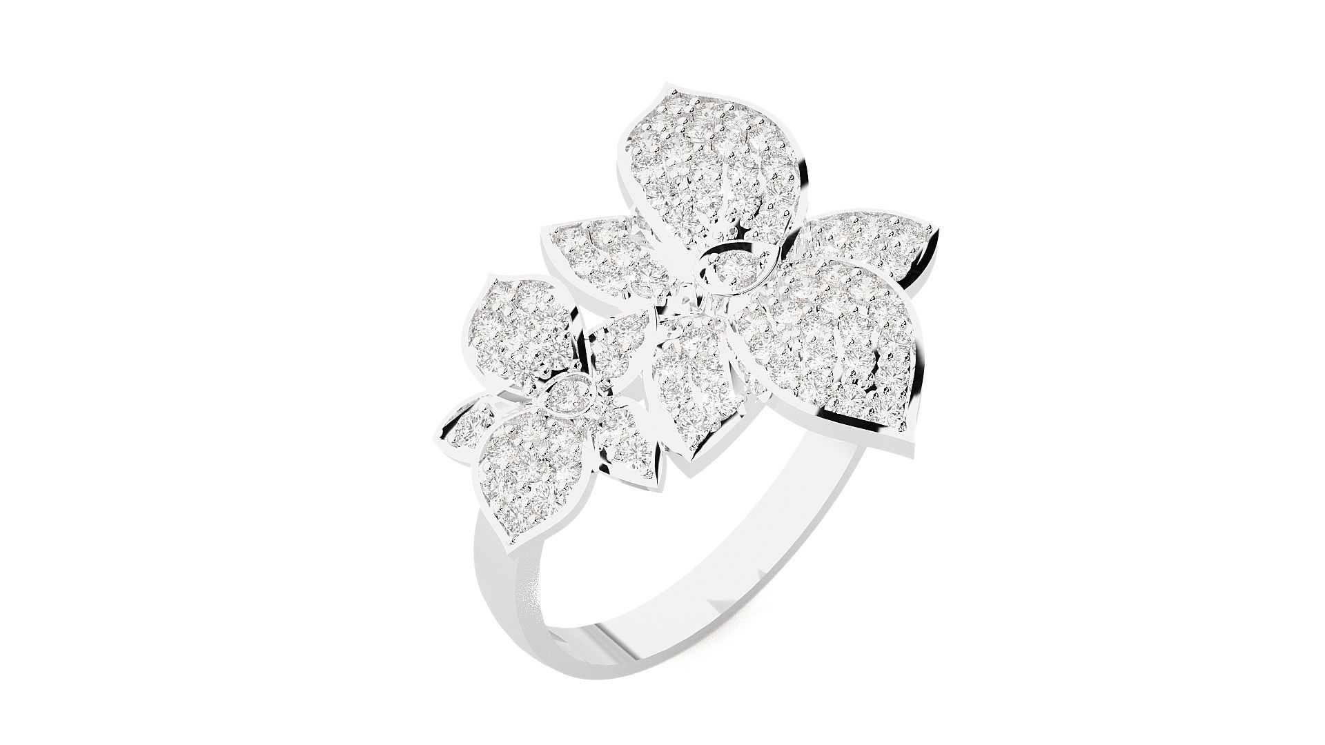 Flower High Jewelry Cocktail Ring 3dm stl renders details 3D print model_16