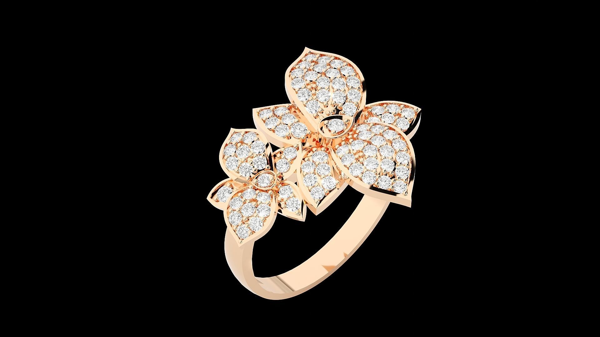 Flower High Jewelry Cocktail Ring 3dm stl renders details 3D print model_10