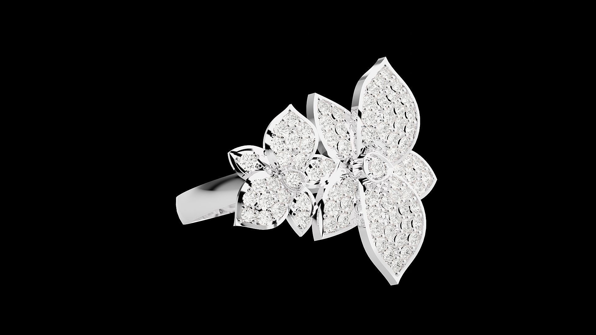 Flower High Jewelry Cocktail Ring 3dm stl renders details 3D print model_20