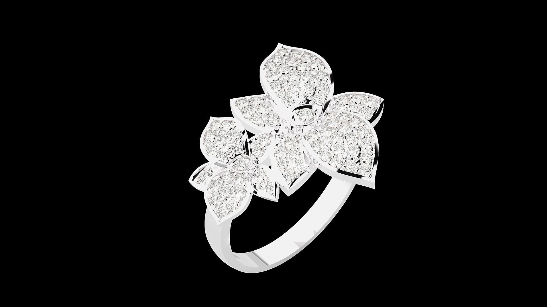 Flower High Jewelry Cocktail Ring 3dm stl renders details 3D print model_22