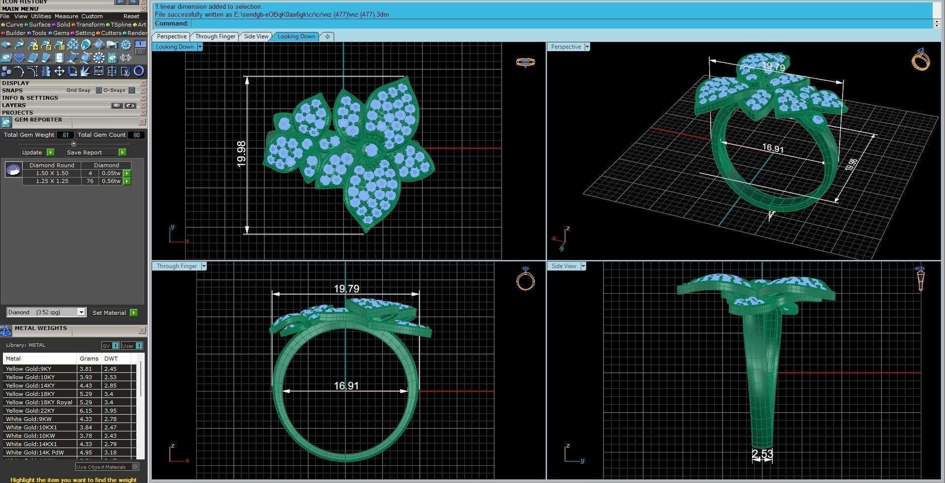 Flower High Jewelry Cocktail Ring 3dm stl renders details 3D print model_36
