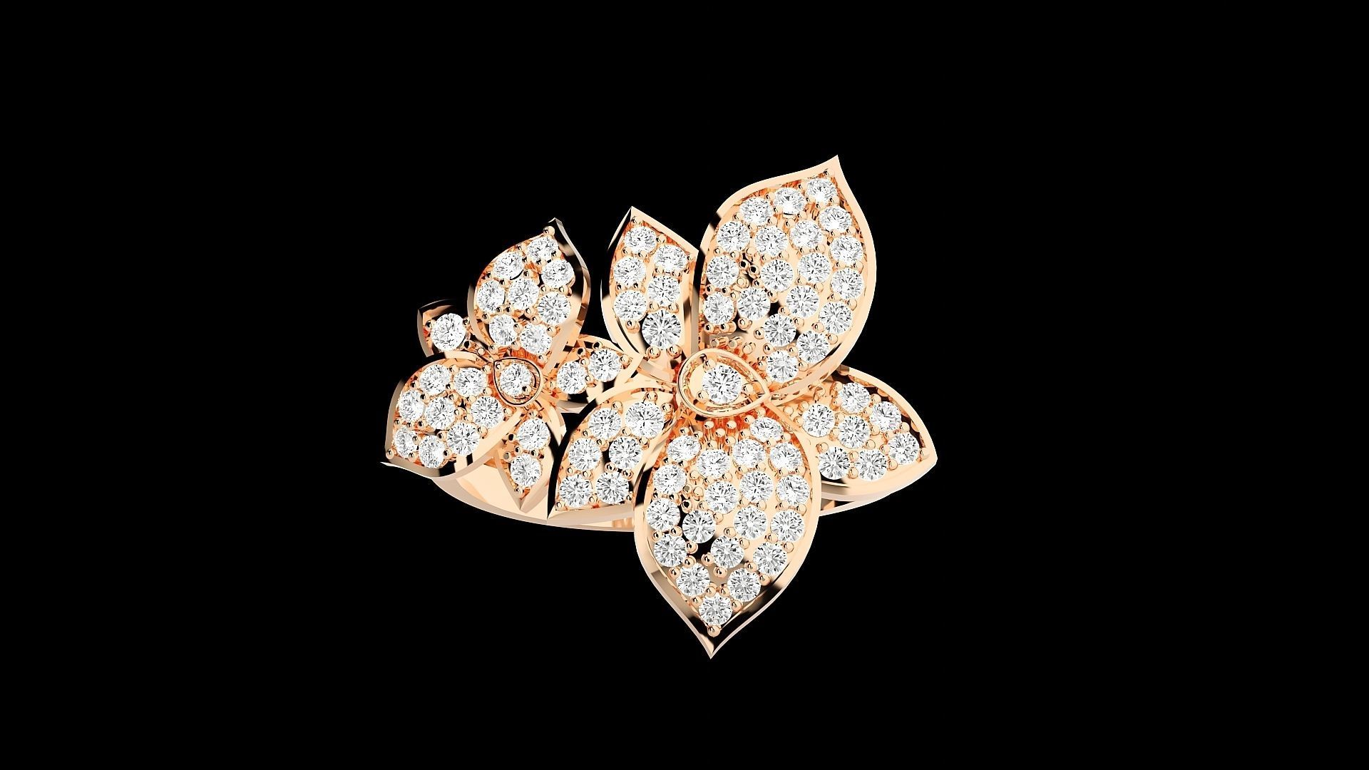 Flower High Jewelry Cocktail Ring 3dm stl renders details 3D print model_6