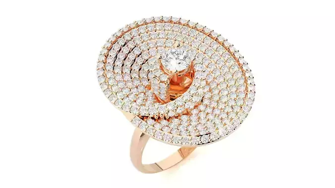 Spiral Galaxy High Jewelry Cocktail Ring 3dm stl renders 