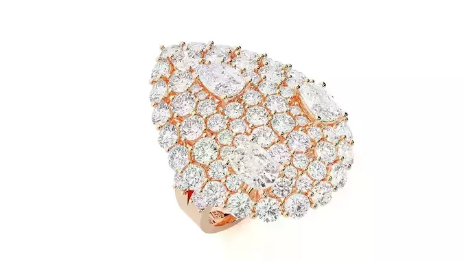 High Jewelry Cocktail Ring 3dm stl renders details 